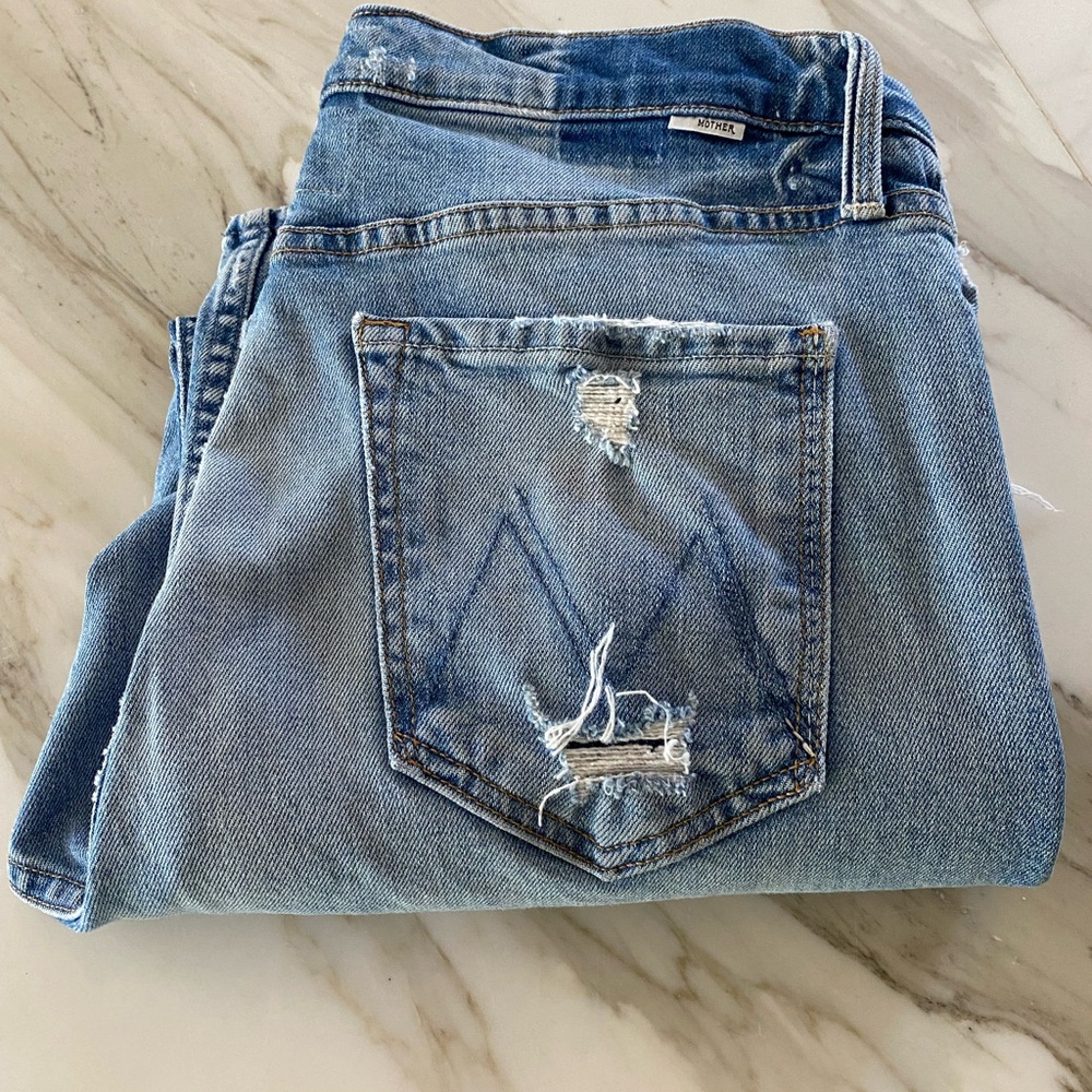 Mother Superior - The Tomcat Distressed Ankle High Rise Jean - Size 32